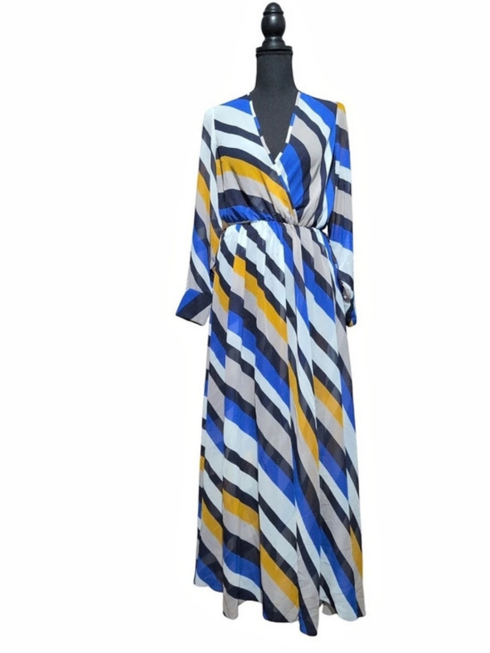 Kate and Lily Geometric Maxi Dress Blue White Size 4 Like New